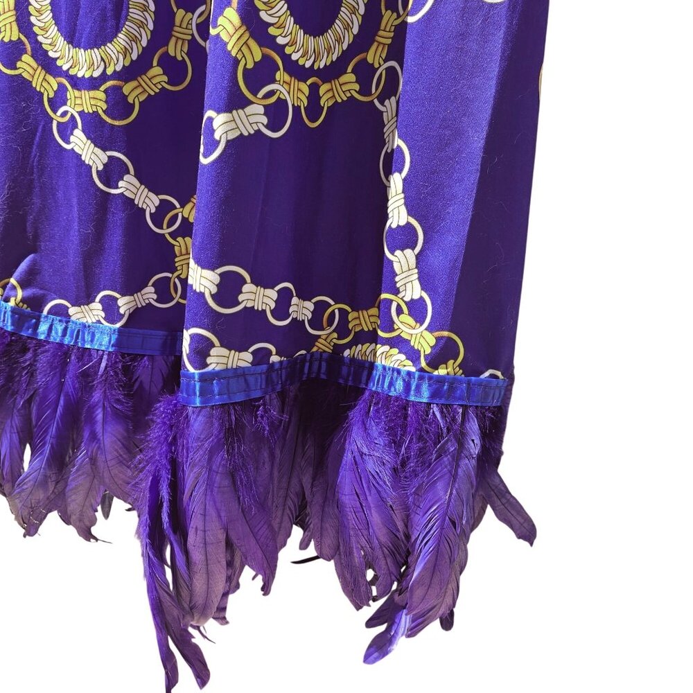 Purple Feather Maxi Drag Gown Chain Print 4XL Tall Mardi Gras Mens XL - 2X Tall - Picture 9 of 14